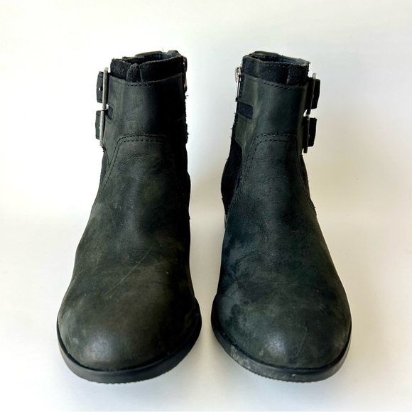 Sorel Waterproof Black Leather Suede Buckled Lolla Ankle Boots Size 9 - Picture 8 of 13